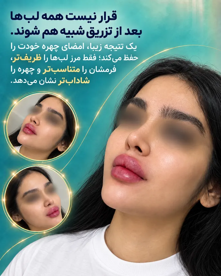 نتیجه طبیعی تزریق فیلر لب تهران